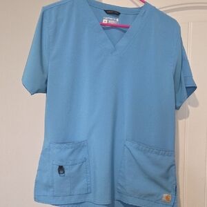 Carhartt Light Blue V-Neck Short Sleeve Scrub Top